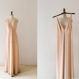 Nude Slip Dress Deep V Backless Under Dress - PLUS SIZE OS